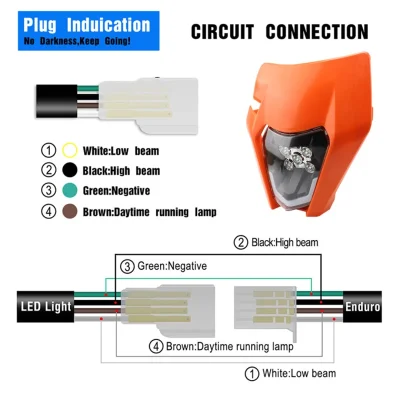 Motorcycle LED Headlight Plate for KTM EXC XC SX MX XC 125 250 300 450 Supermoto Enduro Universal Dirt Bike Motocross Headlights